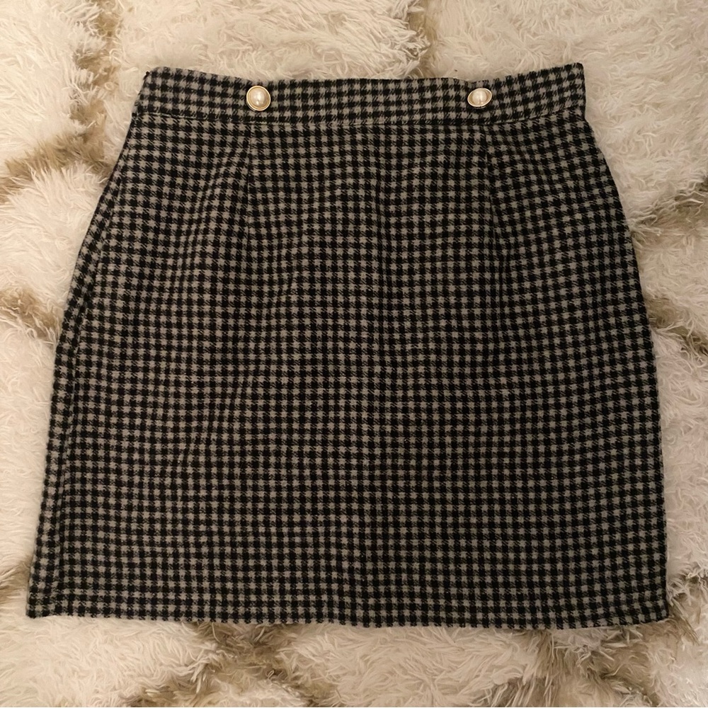Tweed Plaid Print A-Line Skirt